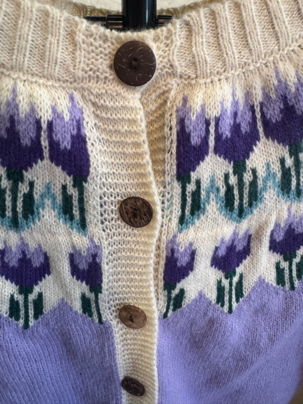 Women’s Floral Fair Isle Cardigan Sweater - Picture 8 of 10